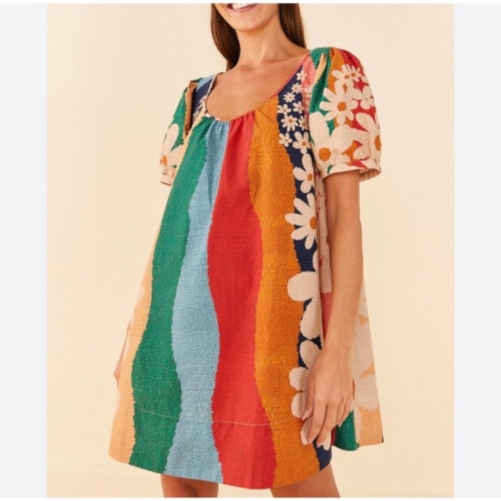 FARM Rio Floral Puff Sleeve Dress